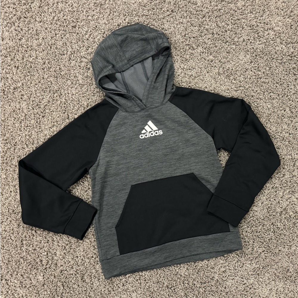 Boys Adidas gray and black hoodie, size M (10/12)